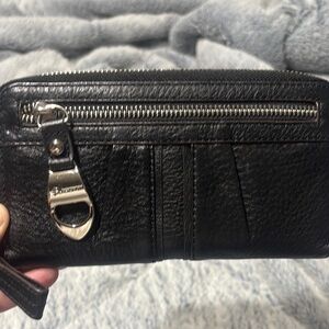 B Makowsky Black Leather Wristlet Wallet